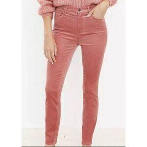 LOFT Women's High Waist Skinny Corduroy Pants in Mauve Pink Sz 28 / 6